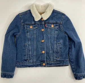Chaqueta vaquera Levi’s Sherpa forrada azul juvenil mediana 10-12 bolsillos rojos con lengüeta - Imagen 1 de 9