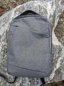 IBM Grey 2 Section Backpack with Semi Padded Laptop Sleeve Work Commute Office - Picture 1 of 11