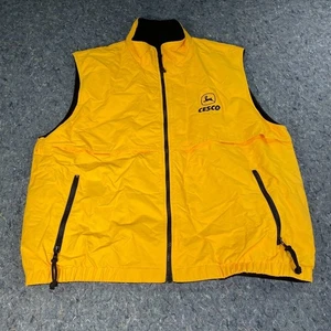 John Deere Vest XL Men Quilted Puffer Black Yellow Reversible Logo Farmers - Picture 1 of 8