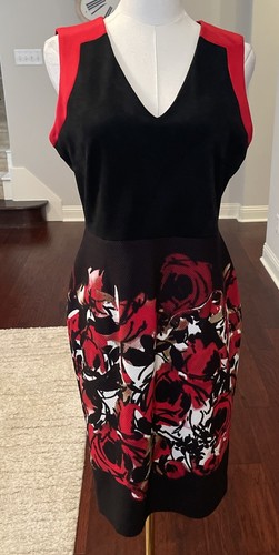 VETEMENTS Karl Lagerfeld Paris donna 8 nero rosso floreale senza maniche ginocchio camoscio leggero davanti