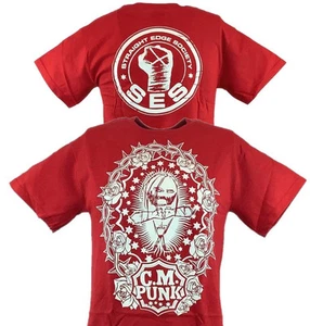 CM Punk Red SES Straight Edge Society Mens T-shirt - Picture 1 of 6