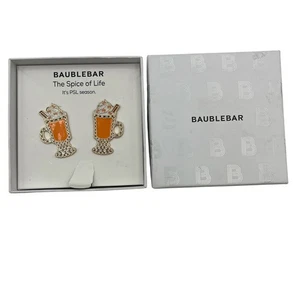 BAUBLEBAR Earrings The Spice of Life Pumpkin Latte Rhinestone Enamel New PSL - Picture 1 of 6