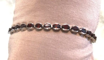 AFFINITY GEMS OVAL CUT GEMSTONE TENNIS BRACELET STERLING, SIZE LARGE (M4540-24) - Image 1 of 2