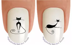 Nail Art 2091 CATS schwarz dünne Katzen Wasserrutsche Nagelaufkleber Transfers Aufkleber - Bild 1 von 3
