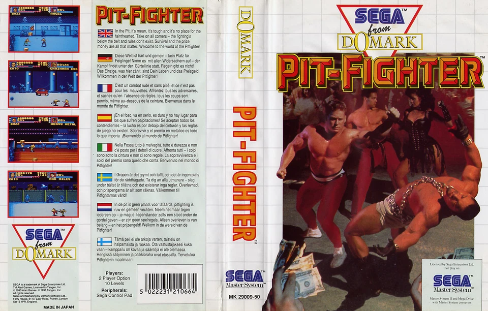 - Pit Fighter Master System Box Art Case Insert Cover Only - Image 1 of 1