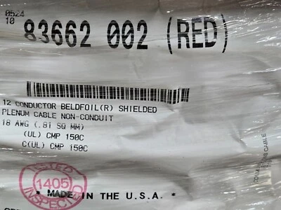 Belden 83662 18/12C FEP/FEP Multi-Shielded Control/Electronics Cable CMP Red/1ft - Image 1 of 4