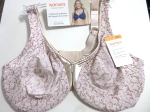 Warners ~ Signature Support Satin Bra Underwired cream floral 35002A women~ 38DD - Picture 1 of 5