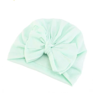 Baby Hats Solid Soft Turban Caps Cotton Pleated Knot Child Kids Beanie Bonnet - Picture 1 of 27
