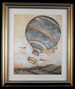 DAVID CARTER BROWN FRAMED PRINTS HOT AIR BALLOONS OVER THE SEA & COUNTRYSIDE - Picture 1 of 1
