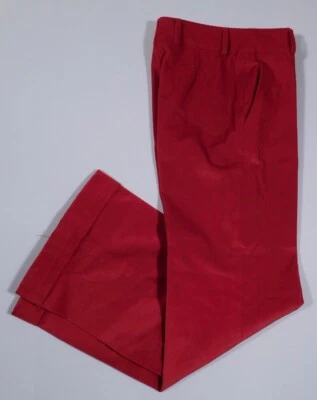 AUTÉNTICO ESCADA SPORT Pantalón Para Mujer Rojo Pana Frente Plano Pierna Ancha Talla 36 Foto 1 de 4