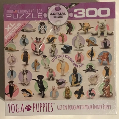 EuroGraphics 300 Extra Large Piece Jigsaw Puzzle  Yoga Puppies 19 1/4” X 26 5/8” - Image 1 of 4