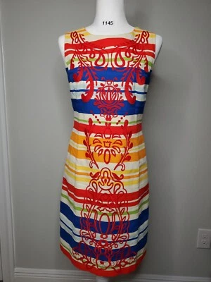 Vestido Tabitha Bordado Bandas Tótem Cambio Talla US 2 Naranja Mot ANTHROPOLOGIE Foto 1 de 4