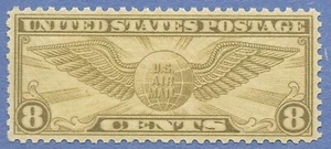 SC#C17 1932 8c Winged Globe Olive Bistre Airmail Stamp Unused/Light Hinge -01 - Picture 1 of 2