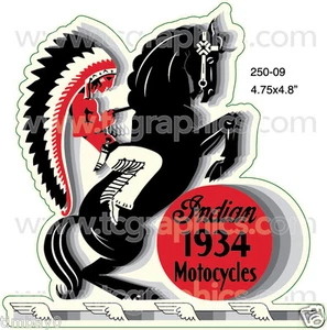 INDIAN 1934 MOTORCYCLES Vintage Style Decal/Sticker - Bild 1 von 1
