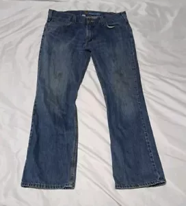 Pantalones de mezclilla rectos Carhartt manchados para hombre calce relajado 36x32 azul algodón - Imagen 1 de 16