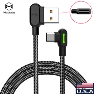 MCDODO 90 Degree Right Angle Braided USB Charger Charging Sync Type C Cable Cord - Picture 1 of 12