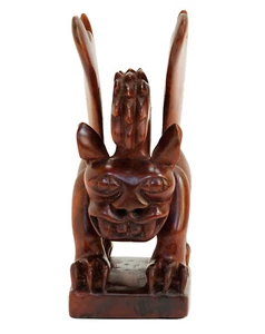 Mah Meri Wood Carving - Handmade Sculpture - Squirrel & Grasshopper Spirit S0020 - Picture 1 of 4
