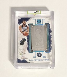 2019-20 Panini Impeccable Karl-Anthony Towns 1 Troy Ounce Silver Bar Card 8/15