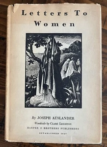 LETTERS TO WOMEN Joseph Auslander 1st ed 1929 Clare Leighton - Foto 1 di 14