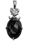 Anniversary Gift For Her Black Spinel Gemstone Pendant 14k White Gold Jewelry