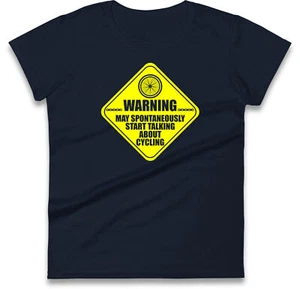 Maglietta da donna Warning May Spontaneamente Start Cycling, maglietta divertente appassionata di bici - Foto 1 di 9