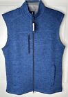 Johnnie O Wes Blue Heather Fleece Sweater Vest Full Zip Men's Size Small