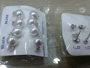 1 Par Pendientes Perlas E Circonita 8MM Plata 925 Earrings Plata - Imagen 1 de 1