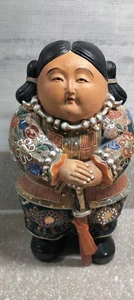 Antigua estatua japonesa Kutani Moriage de mujer diosa inmortal - Imagen 1 de 11