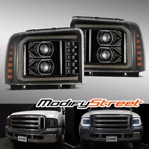 For 2005-2007 Ford Super Duty/Excursion PRO-Series LED Alpha-Black Headlights - Picture 1 of 10