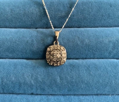 Diamond Cluster Pendant Necklace in Platinum Over Sterling Silver - 20 inches - Image 1 of 4