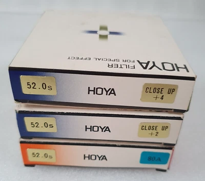 3 x Hoya 52mm Filters - close up + 2 + 4 / 80A - Made In Japan - Image 1 of 4