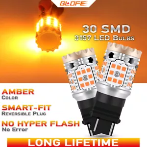 2x 3157 Anti Hyper Flash CANBUS 3000K Amber LED Turn Signal DRL Light Bulbs - Picture 1 of 12