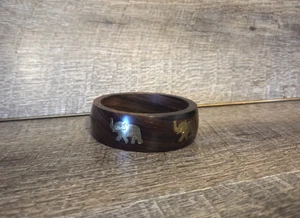 Holz und Messing Armreif Armband Elefant Motiv - Bild 1 von 8