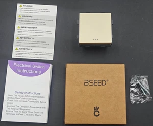 Interruptor de luz BSEED 1 marcha 1 vía vidrio 10A balancín dorado táctil - Imagen 1 de 6