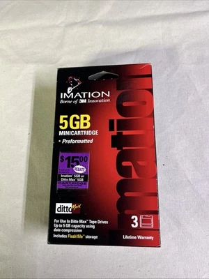 Ditto Max tape drive mini Cartridge 5GB preformatted Imation 3M NEW NOS 3 Pack - Image 1 of 4
