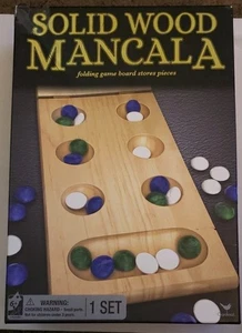 Mancala Gioco da Tavolo in Legno Massello Cardinale Tavolo Pieghevole con 48 Pietre Multicolore - Foto 1 di 3