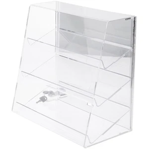 Plymor Acrylic Locking Case, Slant-Front, 3 Shelf, Mirrored 13.75" x 14" x 7.75" - Picture 1 of 1