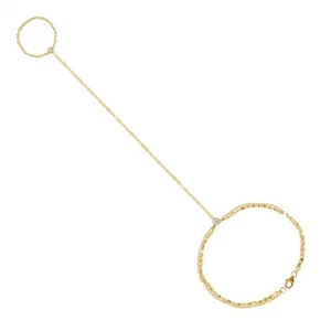 Babygold 14k Yellow Gold Natural Diamond Bezel Demure Hand Chain - 7.5" (2.12g) - Picture 1 of 14