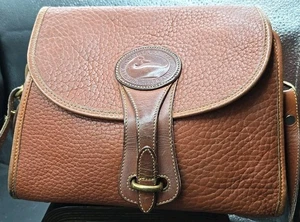 Vintage Dooney & Bourke Brown Full Grain Leather Satchel Purse Shoulder Bag USA - Picture 1 of 23