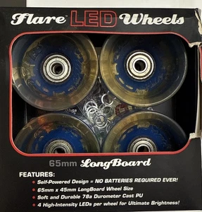 Sunset Skateboard 65mm 78a LED blau Longboard Rollen 4er Pack - Bild 1 von 6