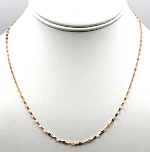 14K Italy 585 Rose Gold Delicate & Dainty Sparkle Twist Link 18” Chain 1.7 Grams - Picture 1 of 8