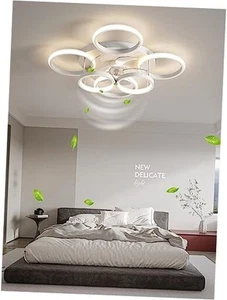 Low Profile Ceiling Fan with Light Modern, Bedroom Ceiling Smart Fan with White - Picture 1 of 8