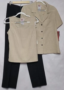Damen-Hosenanzug neu mit Etikett R & K Originals 3-teilig hellbraun schwarz Größe 10 - Bild 1 von 15