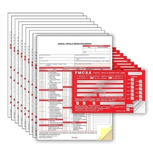J. J. Keller 10-Pack, Annual Vehicle Inspection Report Form & Red FMCSA Label... - Picture 1 of 8