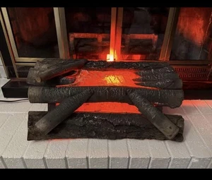 Light Up Fireplace Logs Faux Fire Electric 20” GHP Group Inc LED Lightbulb 120V - Picture 1 of 11