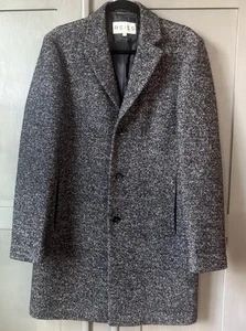 Abrigo Reiss Para Hombre Negro Mezcla Lana Talla Mediana Clásico Carrera Negocios - Imagen 1 de 6