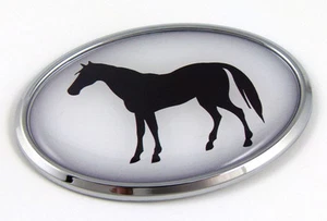 Horse 3D Chrome emblem Pet Decal Car Auto Bike Truck Sticker Oval Pet - Imagen 1 de 1