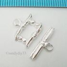 1x STERLING SILVER BRIGHT RIBBON TOGGLE CLASP 13mm (#427)