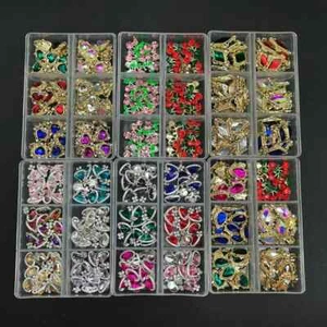 1 Caja 3D Estrás de Uñas Corazón/Planeta Uñas Dijes Joyería Vidrio Lujo Uñas Piezas - Imagen 1 de 85