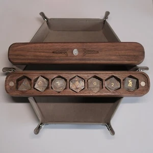COMBO /Natural White Quartz Dice Set Wooden Box Combo Dice Tray RPG Accessories - Bild 1 von 6
